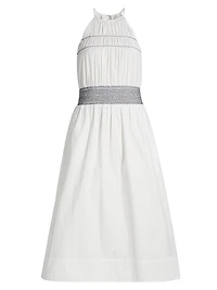 Melanie Smocked Cotton Midi-Dress