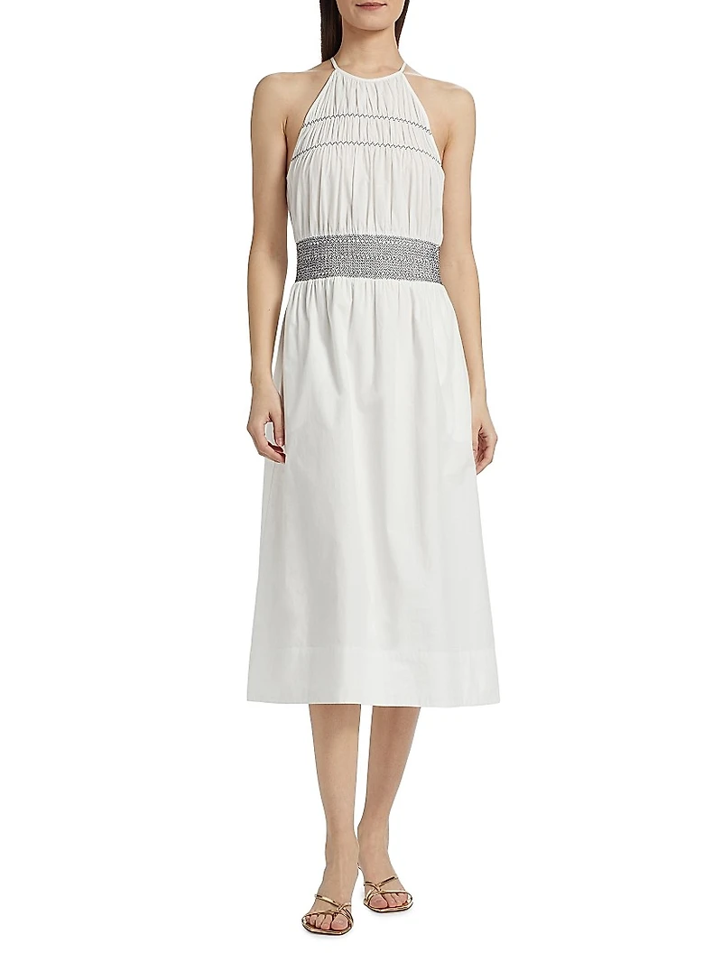 Melanie Smocked Cotton Midi-Dress