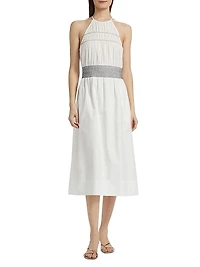 Melanie Smocked Cotton Midi-Dress