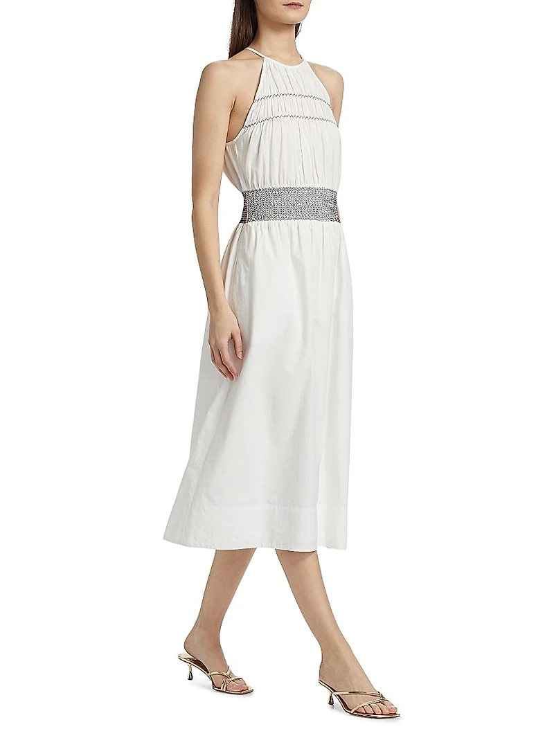 Melanie Smocked Cotton Midi-Dress