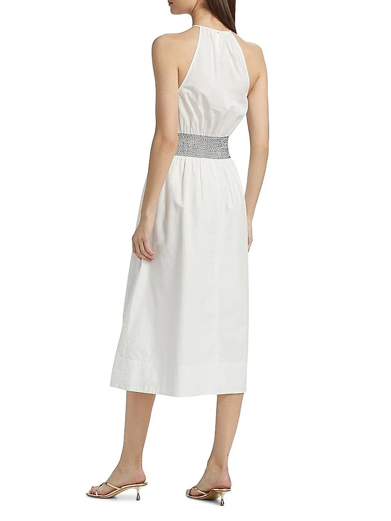 Melanie Smocked Cotton Midi-Dress