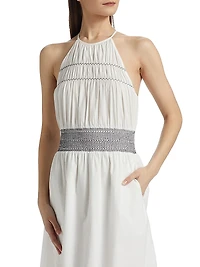 Melanie Smocked Cotton Midi-Dress