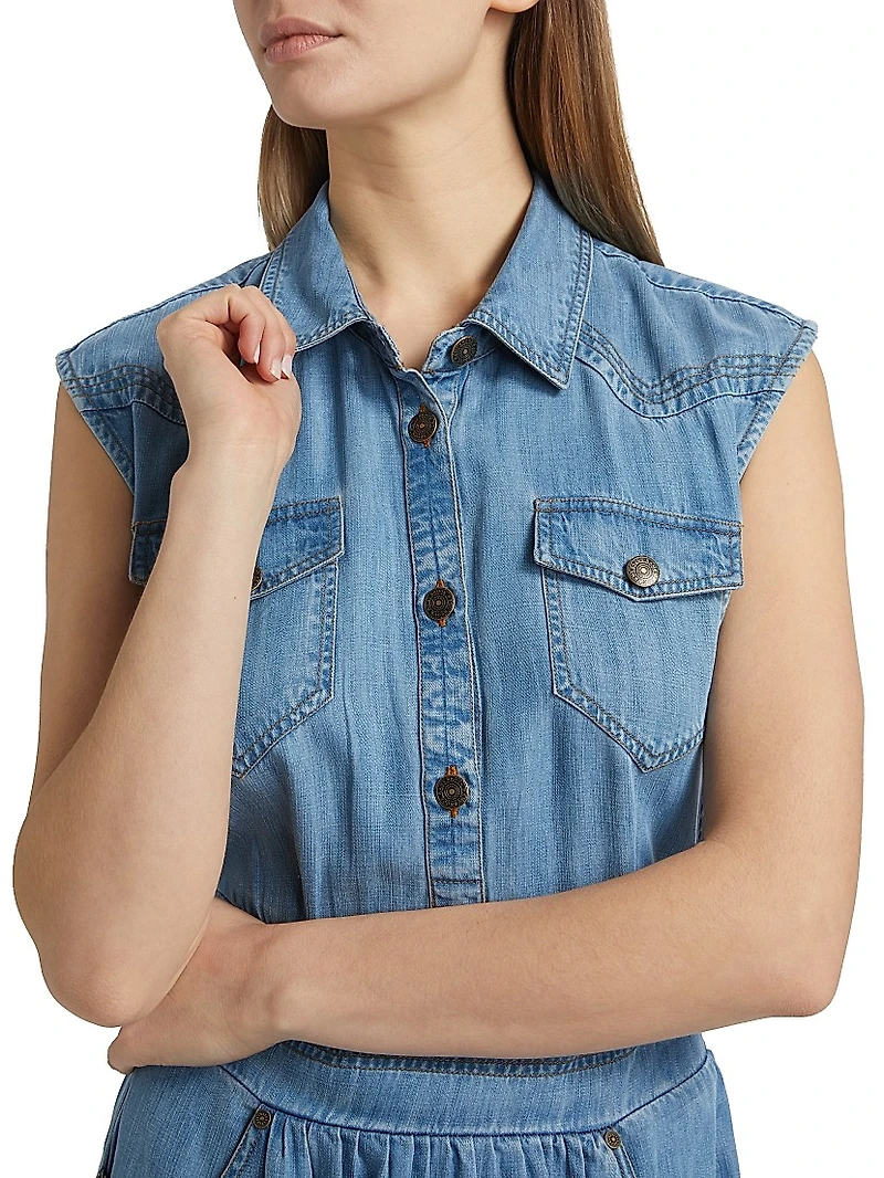 Paxton Sleeveless Mini-shirtdress