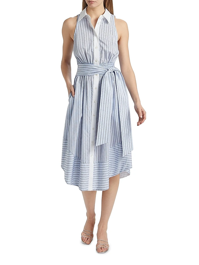 Juniper Striped Button-Front Midi-Dress
