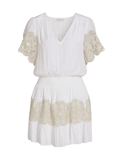 Romi Embroidered Blouson Minidress