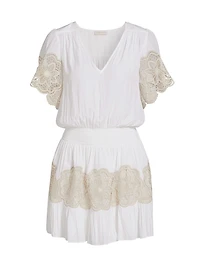 Romi Embroidered Blouson Minidress