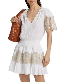 Romi Embroidered Blouson Minidress