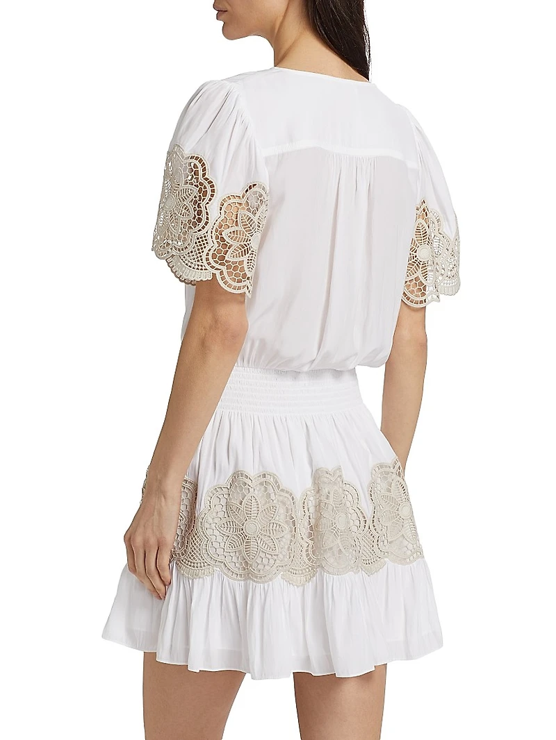 Romi Embroidered Blouson Minidress