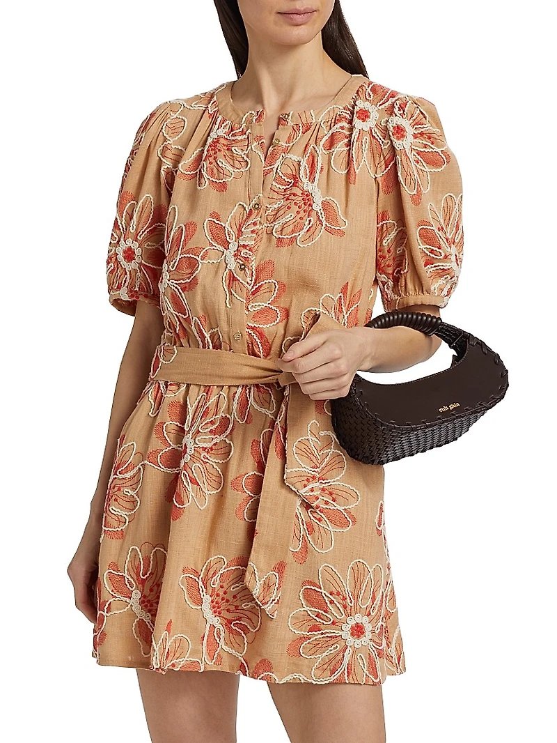 Selby Floral Tie-Waist Minidress
