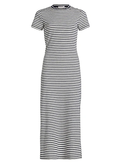 Skye Striped Short Sleeve Sheath Midi-Dress