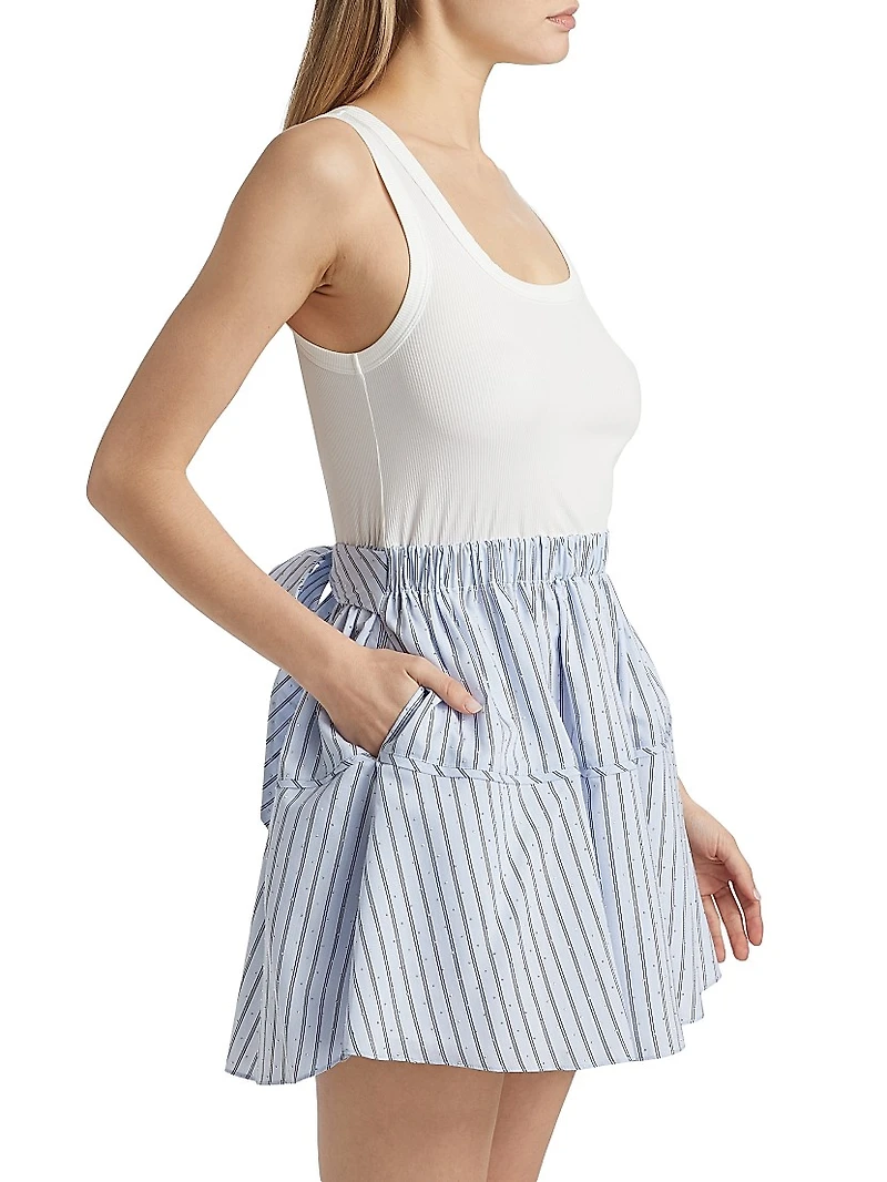 Moxie Crystal-Embellished Striped Minidress