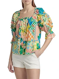Garden Lula Patchwork Print Button-Front Top