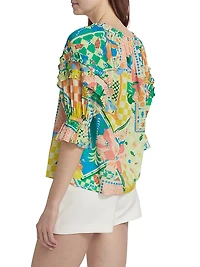 Garden Lula Patchwork Print Button-Front Top