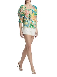 Garden Lula Patchwork Print Button-Front Top