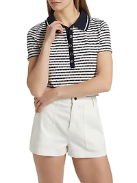 Simone Striped Knit Short-Sleeve Top