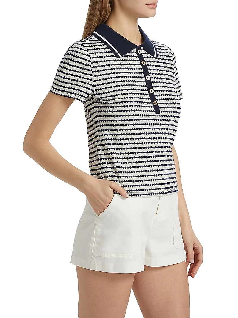 Simone Striped Knit Short-Sleeve Top