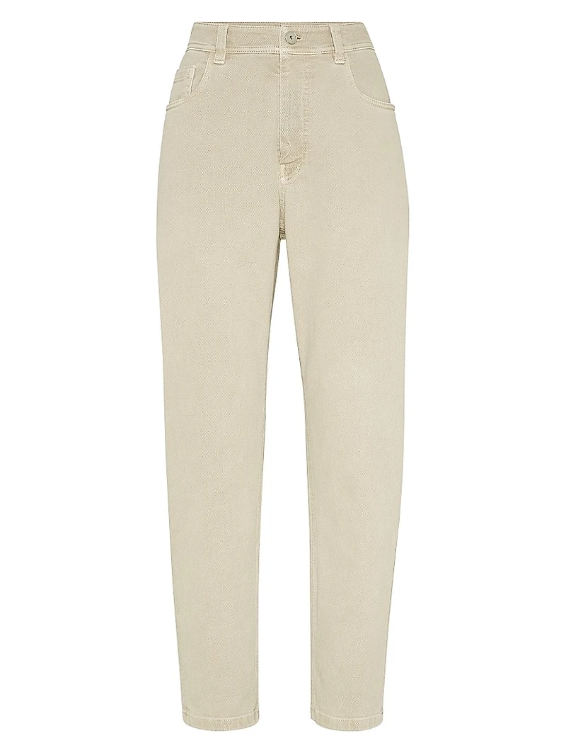 Dyed Comfort Denim Baggy Tapered Trousers