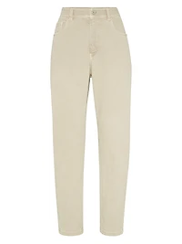 Dyed Comfort Denim Baggy Tapered Trousers