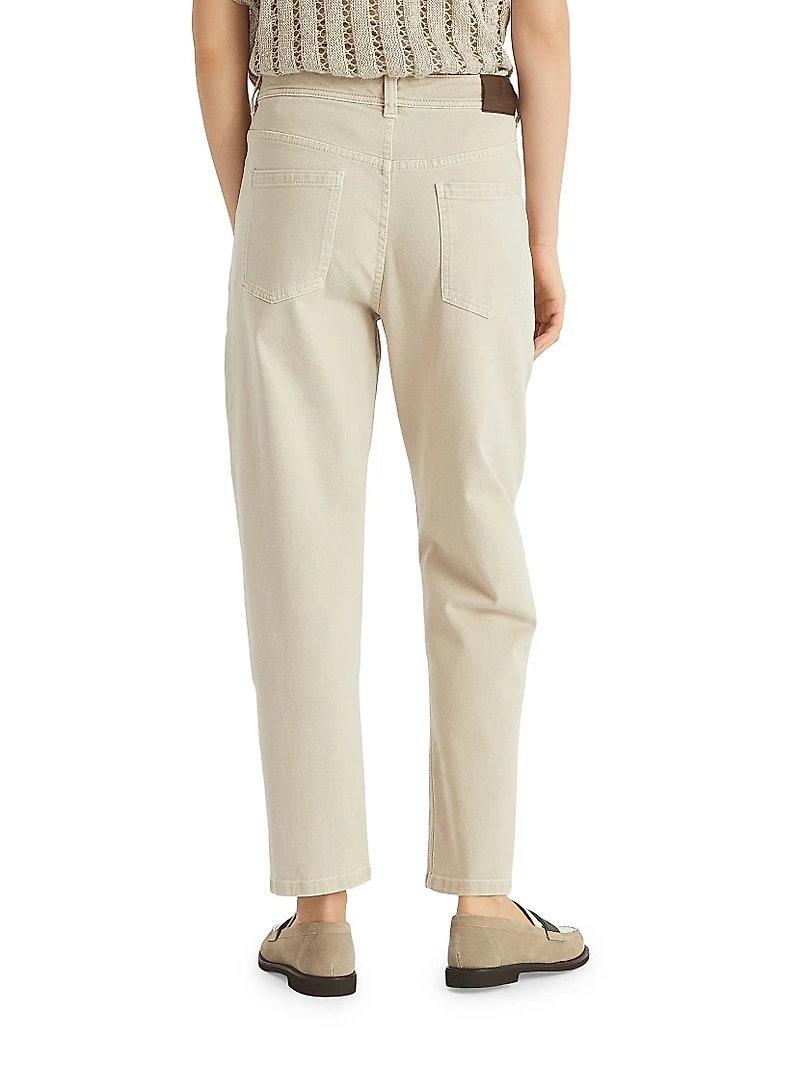 Dyed Comfort Denim Baggy Tapered Trousers