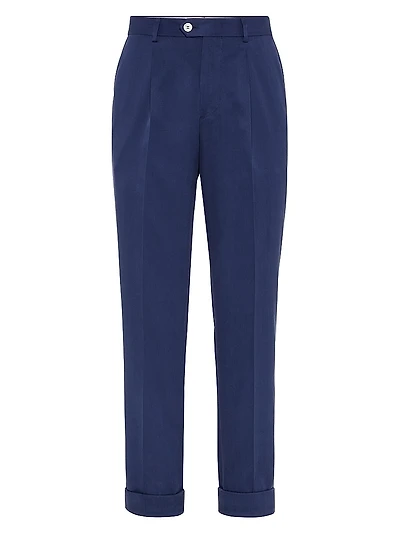 Délavé Silk Twill Leisure Fit Trousers with Pleat