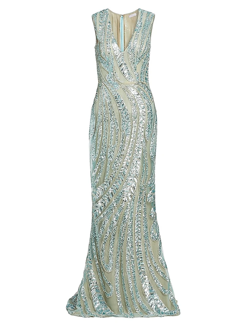 Enchanting Spring Sequin-Embroidered Gown