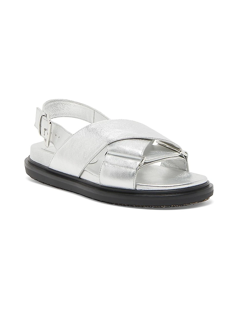 Fussbett Metallic Leather Crisscross Sandals