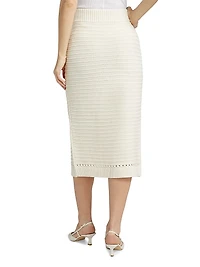 Tani Cotton Knit Button-Front Midi-Skirt