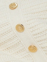 Tani Cotton Knit Button-Front Midi-Skirt