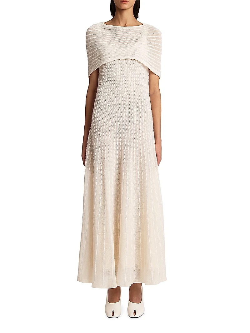 Thora 2-Piece Cotton-Blend Knit Maxi Dress & Capelet Set