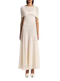 Thora 2-Piece Cotton-Blend Knit Maxi Dress & Capelet Set