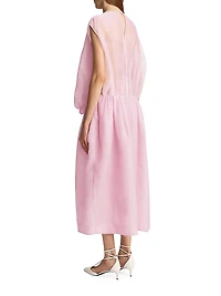 Noah Gathered Silk Organza Sleeveless Midi-Dress