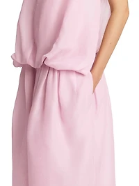 Noah Gathered Silk Organza Sleeveless Midi-Dress