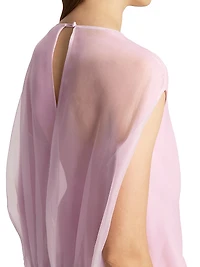 Noah Gathered Silk Organza Sleeveless Midi-Dress