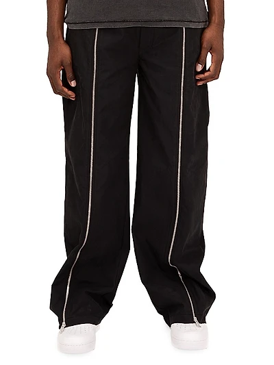 Brushed Cotton Twill Zip-Leg Track Pants