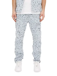 Leopard Jacquard Straight Jeans