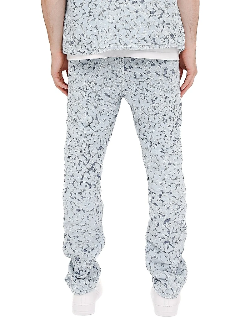 Leopard Jacquard Straight Jeans