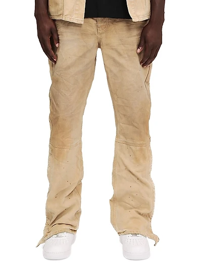 Cotton Side-Snap Carpenter Flare Jeans
