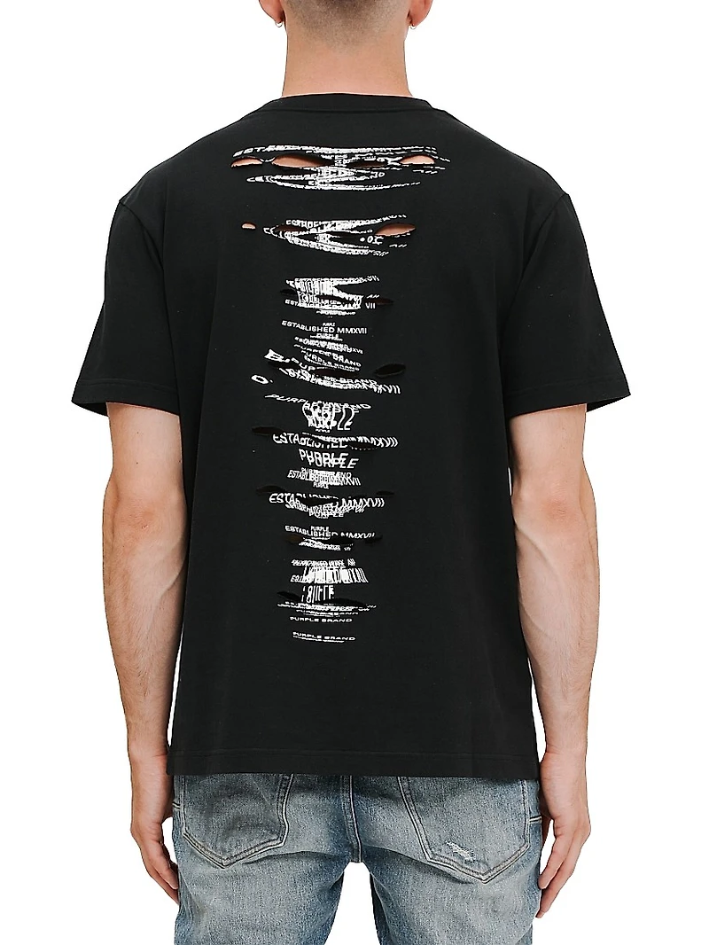 Distressed Logo Graphic Cotton Jersey T-Shirt