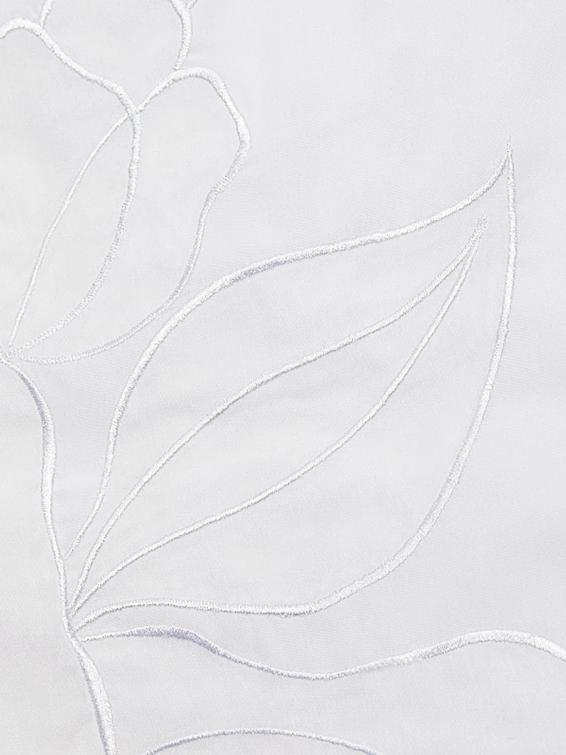 Embroidered Silk Chiffon Shawl Neck Top