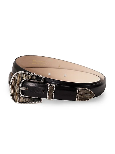 Travertine Smooth Leather Belt