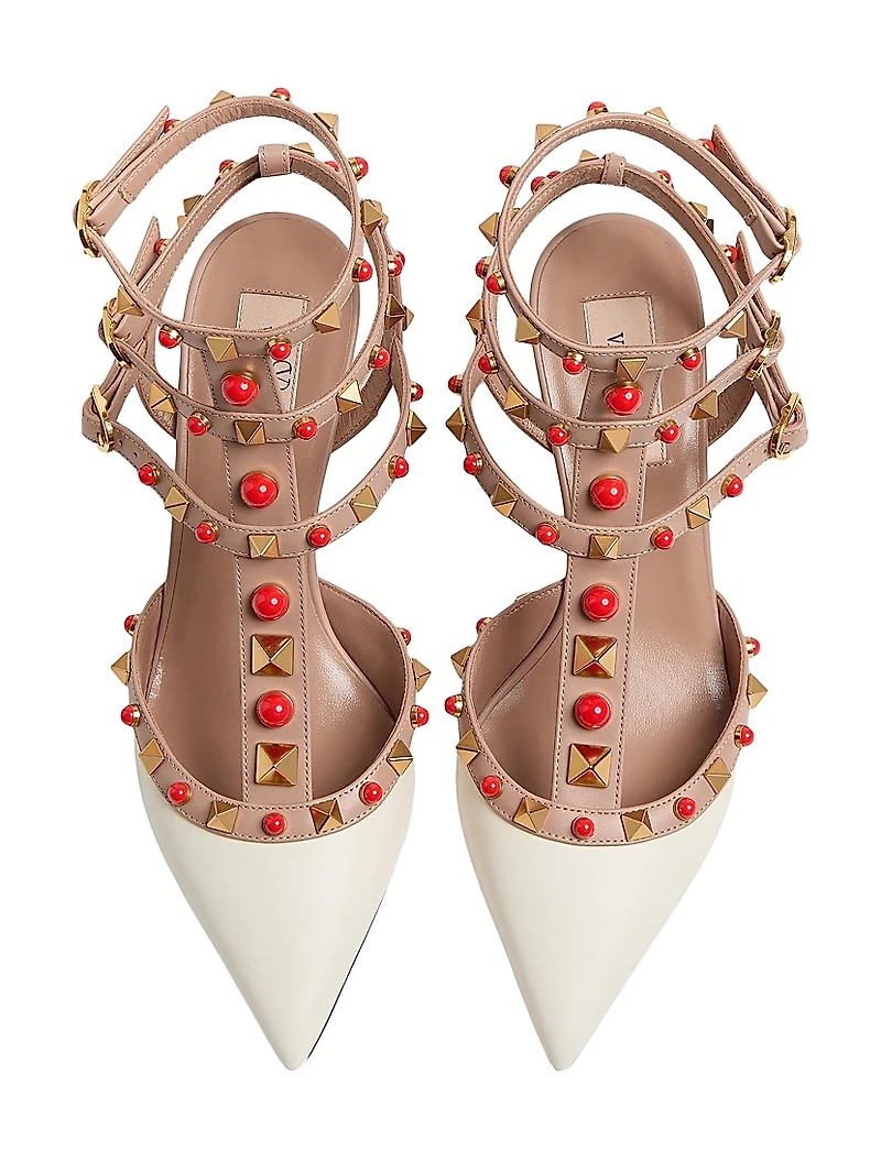 Rockstud Calfskin Pumps with Cabochon Stones 65MM