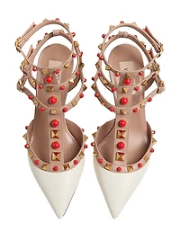 Rockstud Calfskin Pumps with Cabochon Stones 65MM