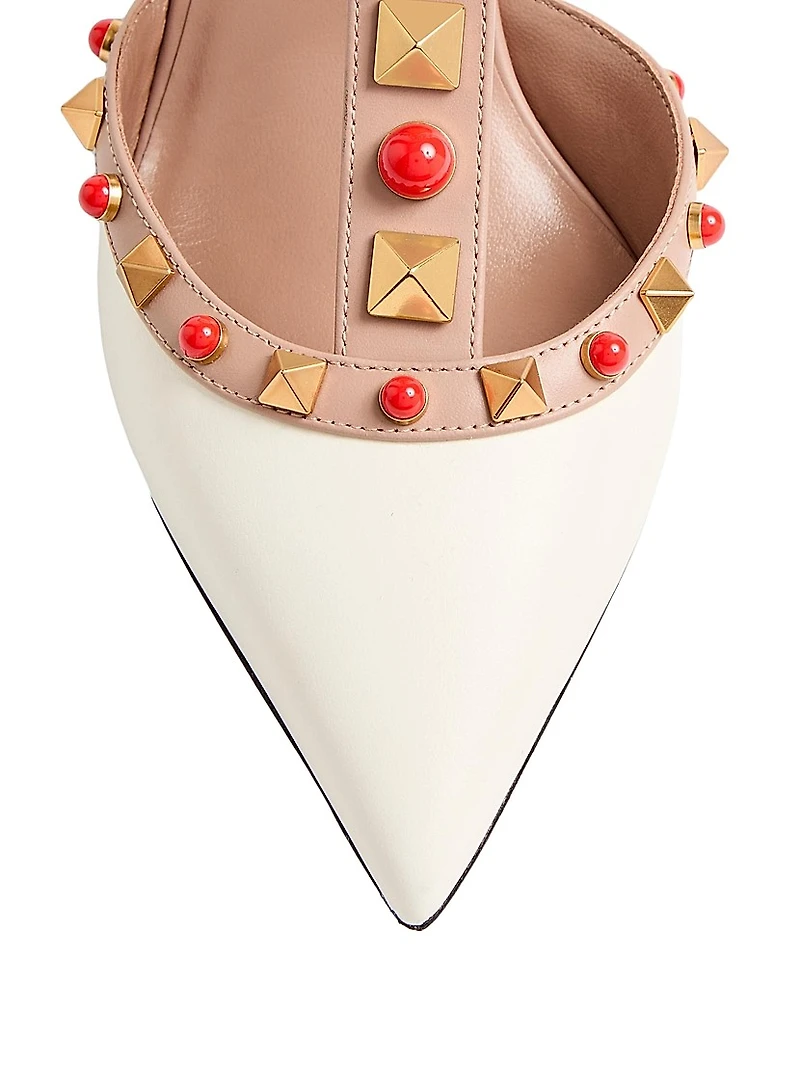 Rockstud Calfskin Pumps with Cabochon Stones 65MM