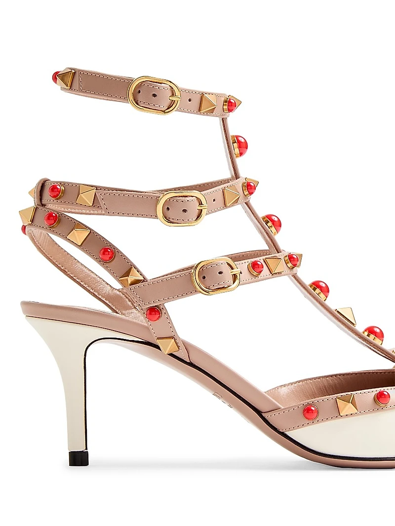 Rockstud Calfskin Pumps with Cabochon Stones 65MM