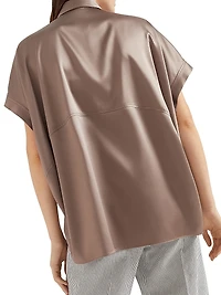 Stretch Silk Satin Short Sleeve Shirt