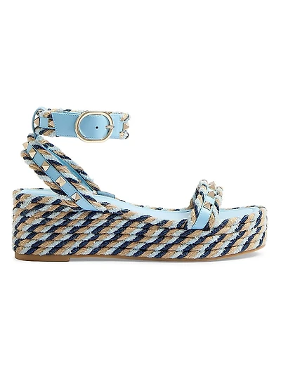 Rockstud Flatform Sandals in Calfskin 45MM