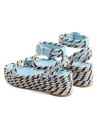 Rockstud Flatform Sandals in Calfskin 45MM