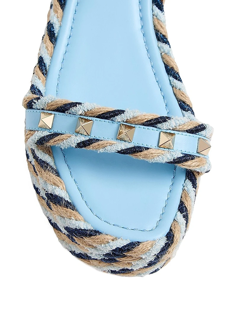 Rockstud Flatform Sandals in Calfskin 45MM