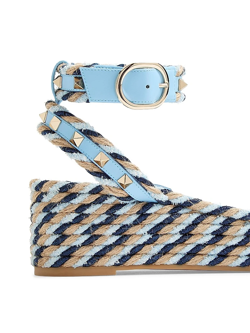 Rockstud Flatform Sandals in Calfskin 45MM