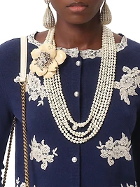 Embroidered Wool and Lace Cardigan